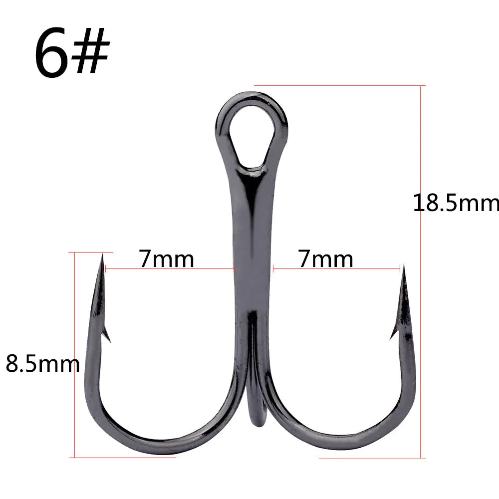 Carbon Steel Treble Hooks for Fishing Lures (1-10 Pack)